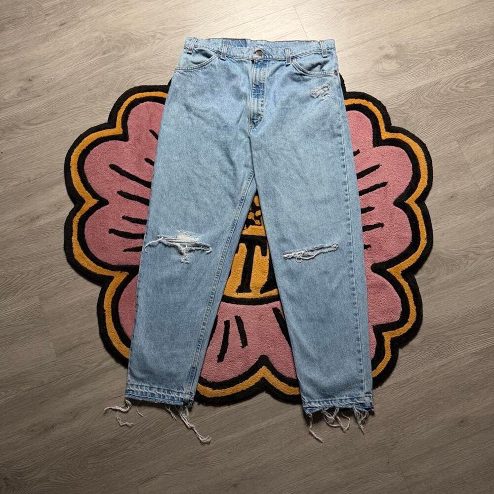 Vintage 80’s Levi’s Orange Tab Distressed Denim Jeans Size 36x30 Light Blue